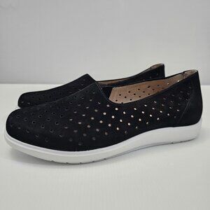 Munro Ridley Slip On Sneaker Womens 9.5 Black Nubuck Perforated Comfort NEW
